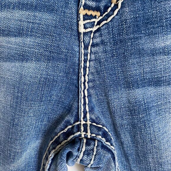 Grace In LA Bootcut Y2K Jeans Womens 28 Blue Thick Stitch Low Rise Flared Rock - Picture 6 of 11